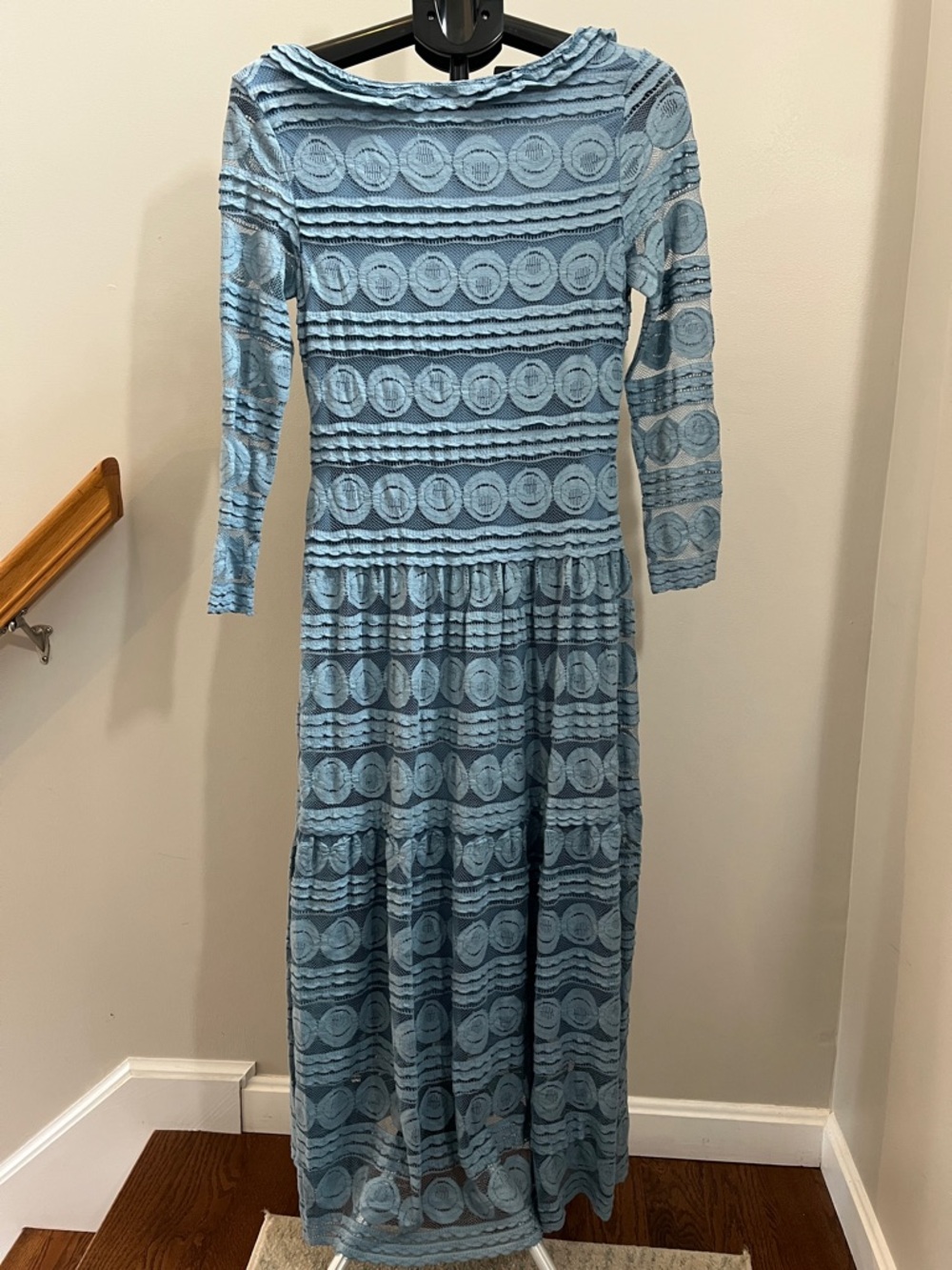 Sundance Dusty Blue Lace Maxi Dress with Scoop Neck - Size Small - Picture 5 of 5